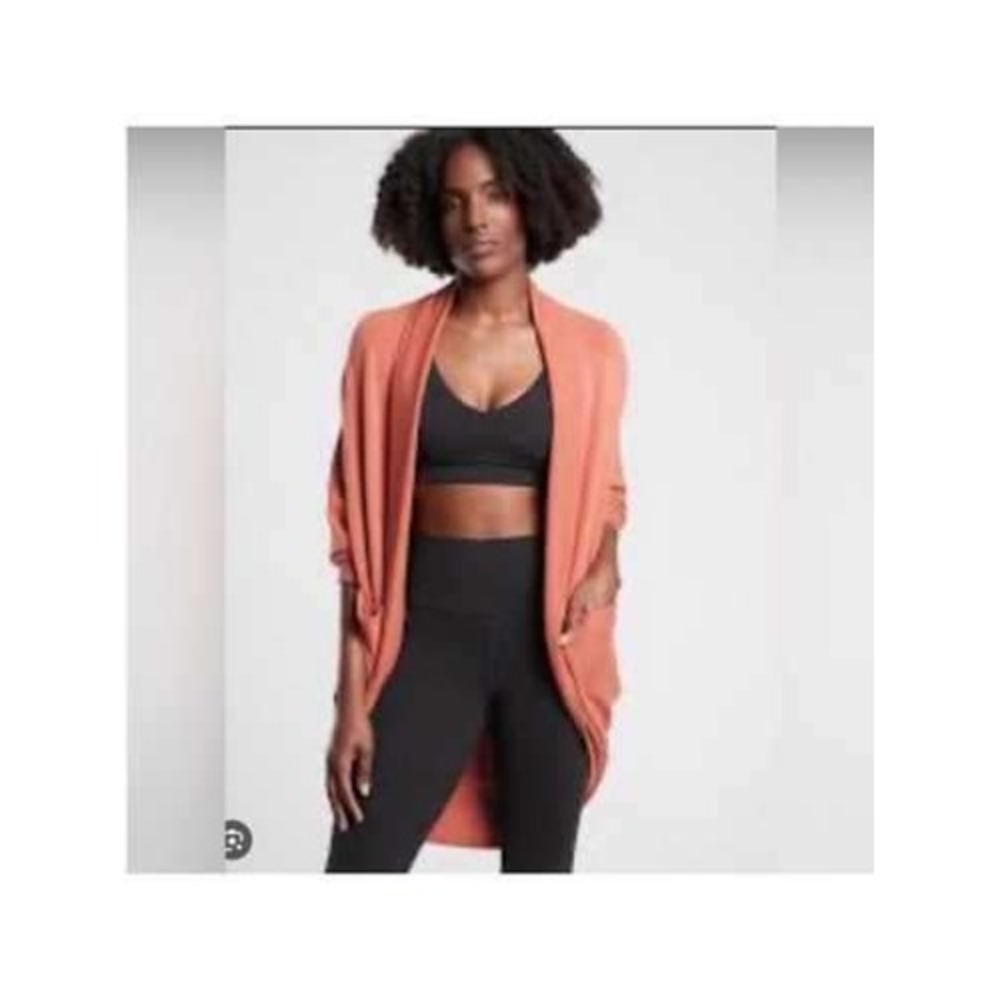 Athleta Wrap Womens Small Medium Ethereal Cocoon Etruscan Red Open Cardigan